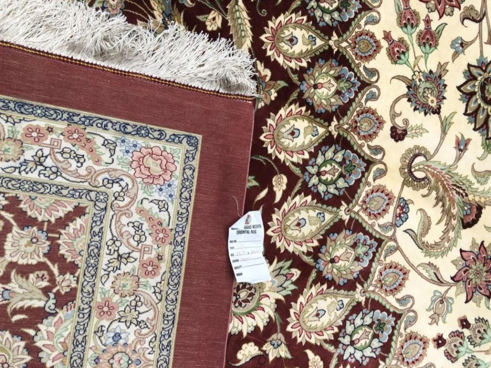 Soie Très beau tapis persan en soie Qum de 14,7' x 21,4' en vente