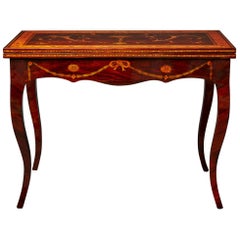 Très belle table de jeu/console en marqueterie russe néoclassique de la fin du XVIIIe siècle