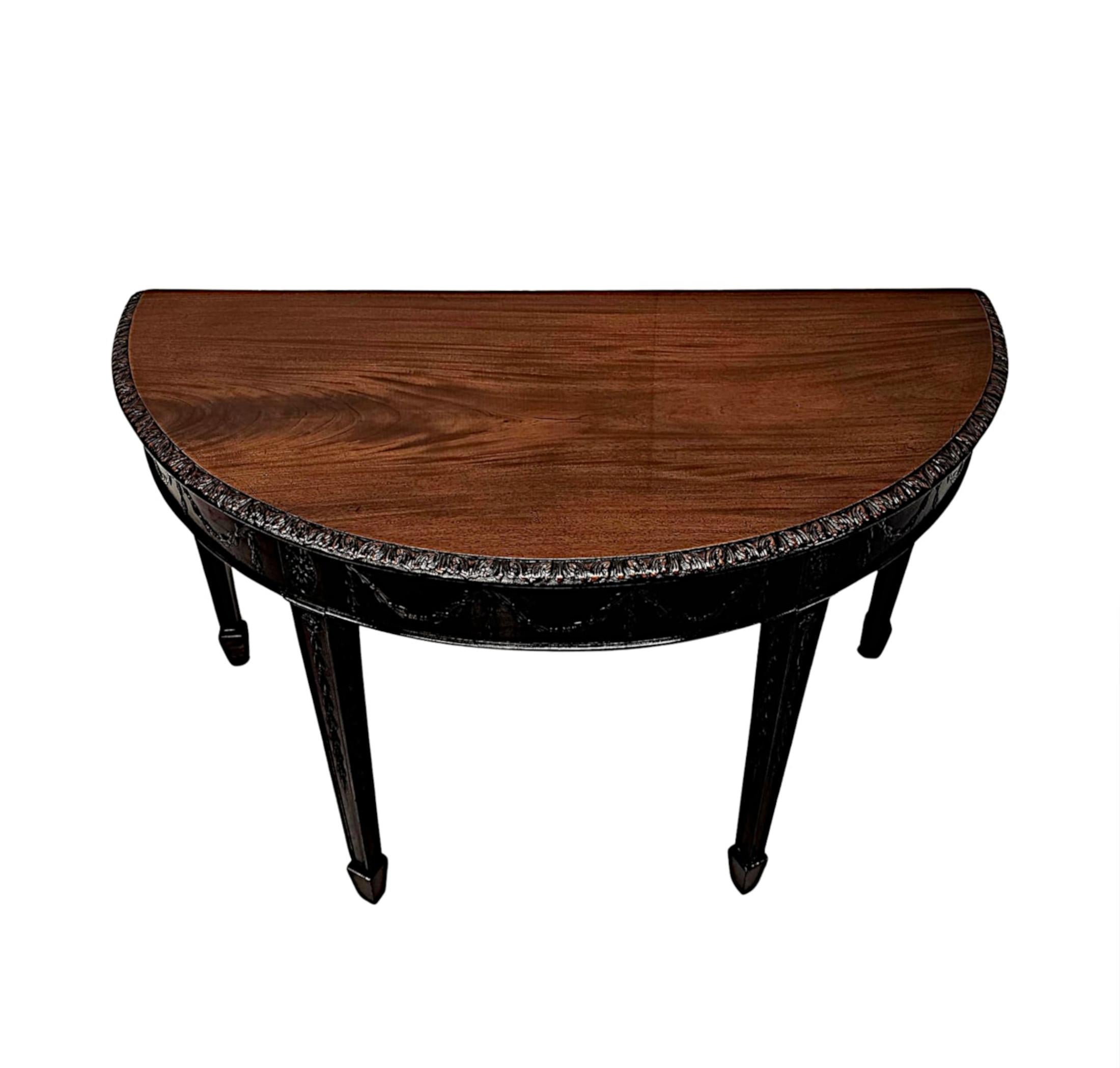 Très belle table de salle ou console Demi-Lune de conception Adams de la fin du 19e siècle Bon état - En vente à Dublin, IE