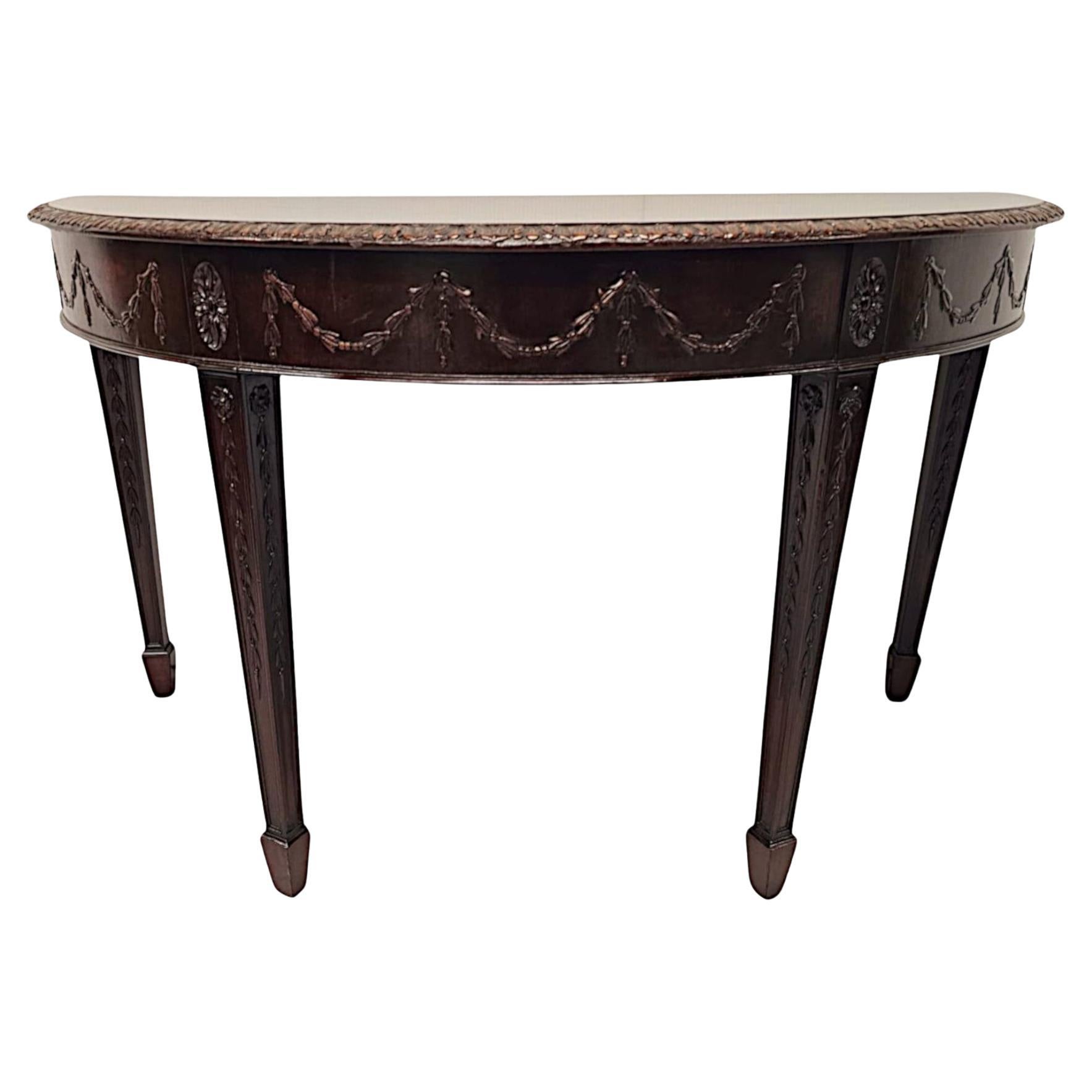Very Fine Late 19th Century Adams Design Demi-Lune Hall or Console Table
