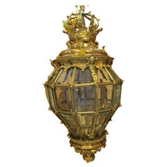 Très belle lanterne française de la fin du 19ème siècle en bronze doré à motif de Versailles
