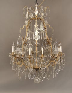 Very Fine Late 19th Century Gilt Bronze and Crystal Chandelier