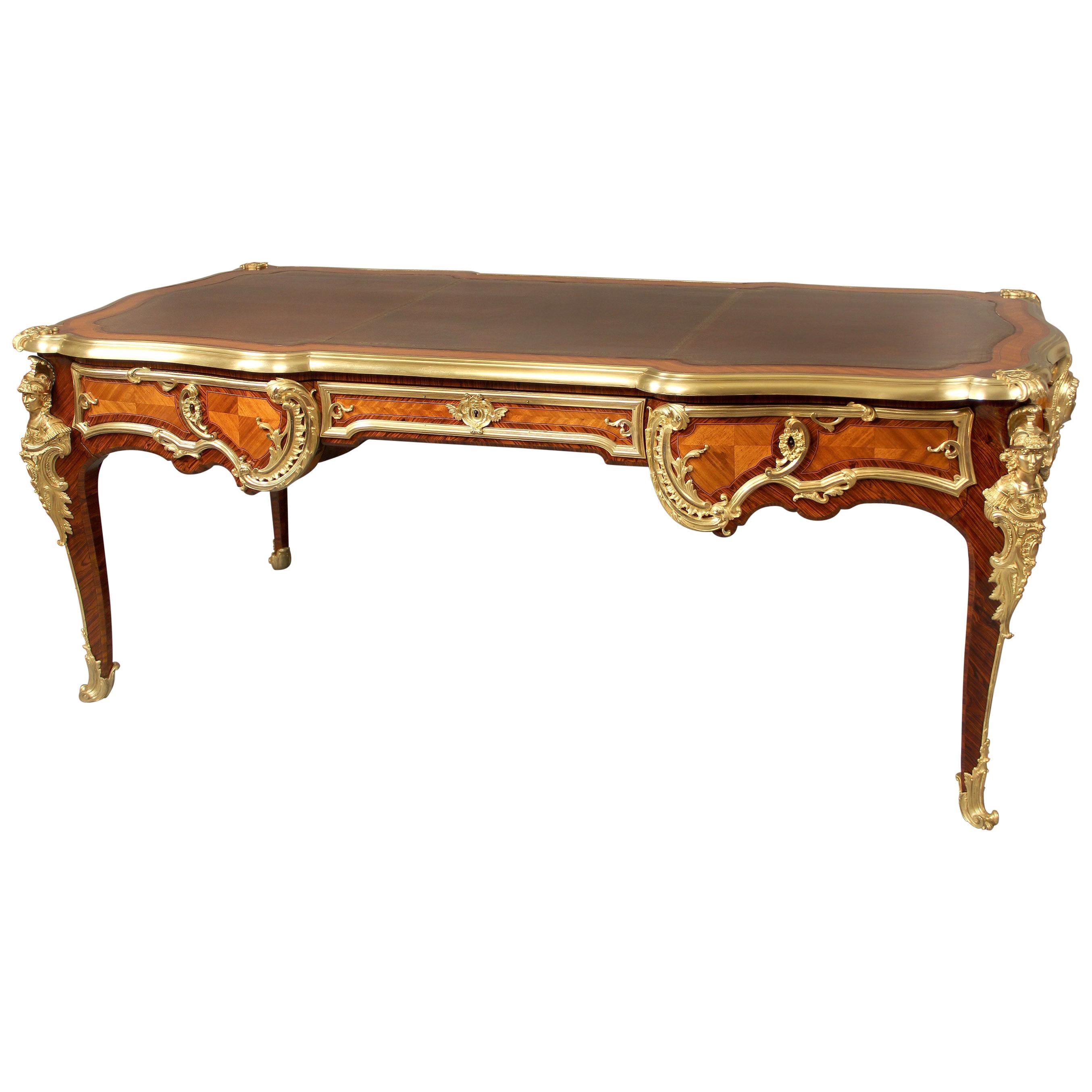 Very Fine Late 19th Century Gilt Bronze Mounted Kingwood Bureau Plat