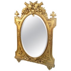 Very Fine Late 19th Century Napoleon III Hand-Carved Giltwood Mirror