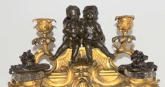 Very Fine Linke Figural Doré Bronze Crystal Inkwell Ormolu Drawer Candelabra