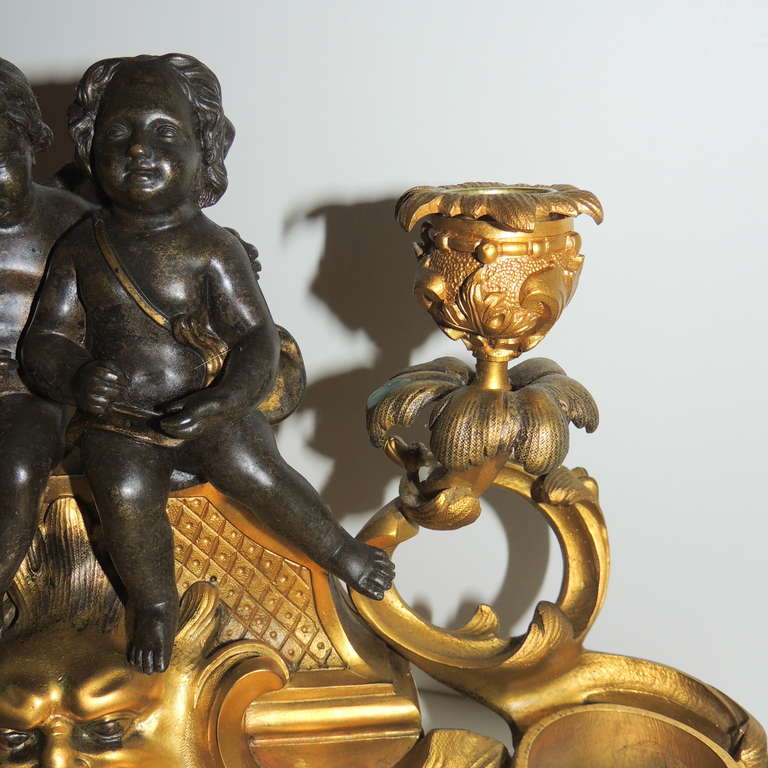 Raffinatissimo candelabro a cassetto in cristallo doré figurato di Linke con calamaio in ormolu in vendita 1