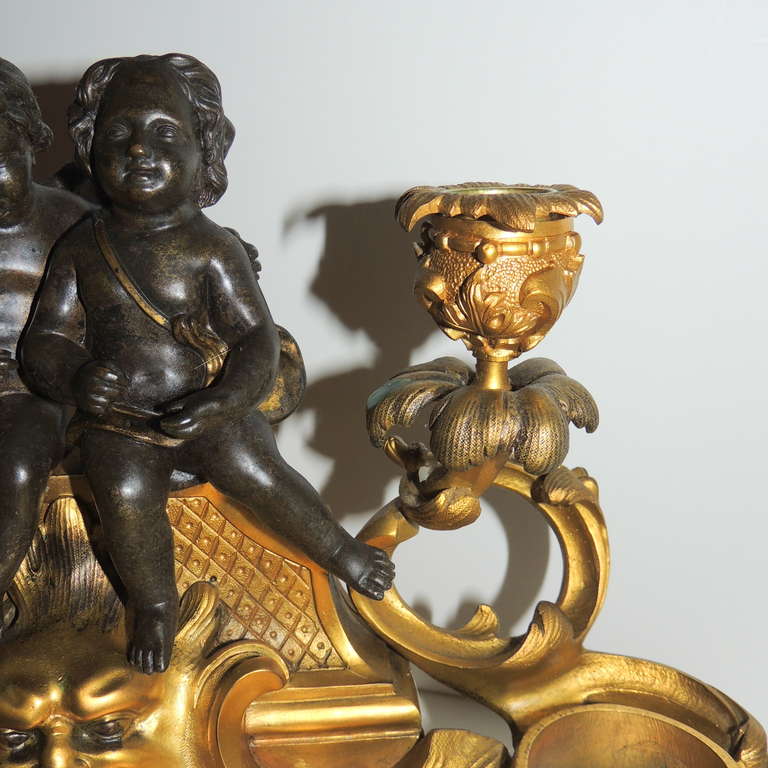 Very Fine Linke Figural Doré Bronze Crystal Inkwell Ormolu Drawer Candelabra For Sale 2