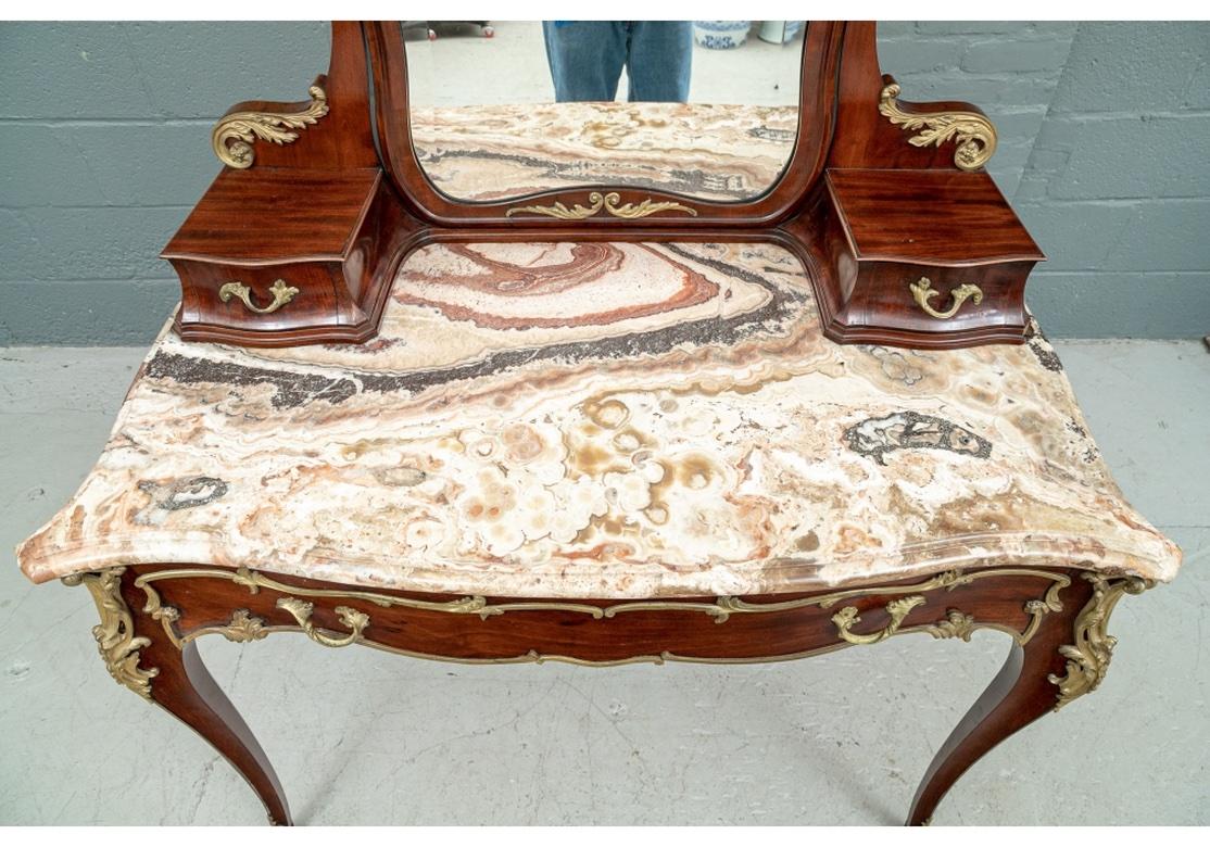 Very Fine Louis XV Style Dressing Table  With Swirl Stone Top For Sale 7