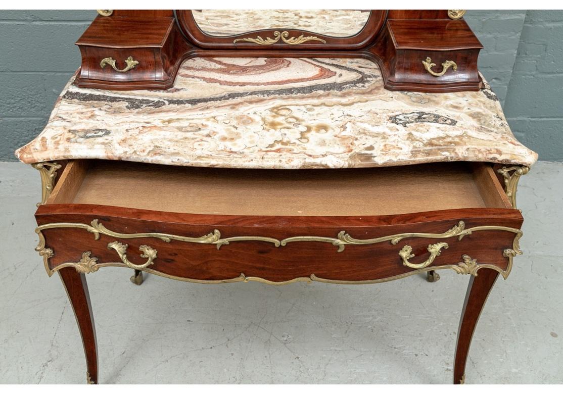 Very Fine Louis XV Style Dressing Table  With Swirl Stone Top For Sale 8