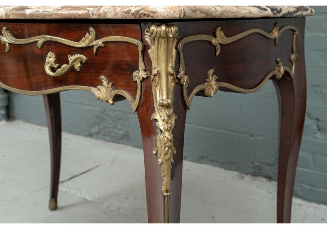 Bronze Very Fine Louis XV Style Dressing Table  With Swirl Stone Top For Sale