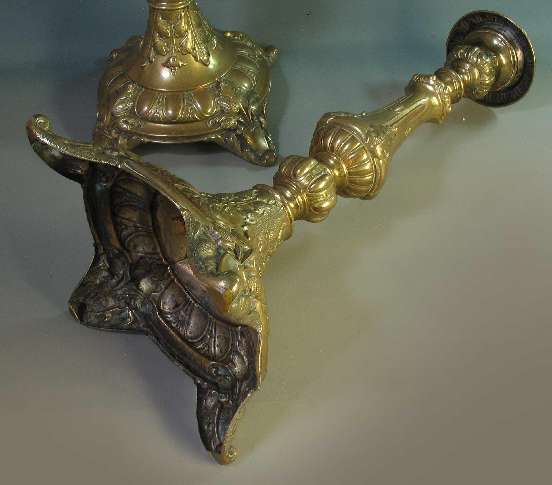 Very Fine Louis XV Style Pair of Brass Candlesticks by Norblin & Co. Warszawa In Good Condition In Ottawa, Ontario