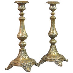 Very Fine Louis XV Style Pair of Brass Candlesticks by Norblin & Co. Warszawa