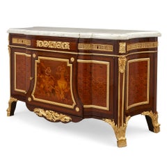 Very fine Louis XVI style ormolu-mounted marquetry commode