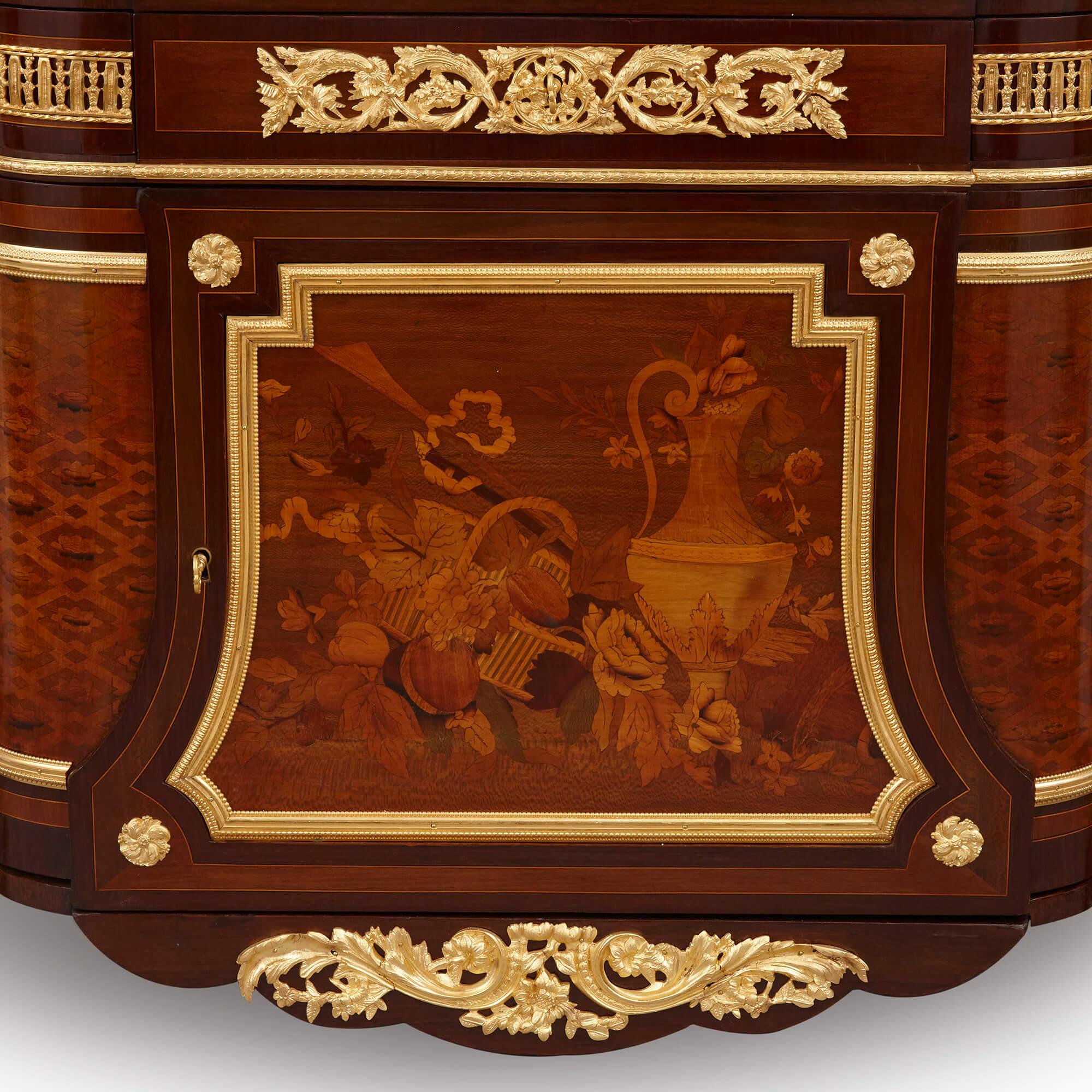 Marquetry Very fine Louis XVI style ormolu-mounted marquetry commode For Sale