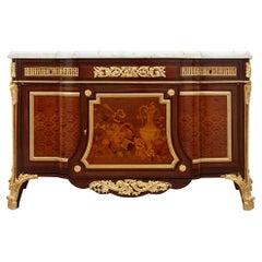 Very fine Louis XVI style ormolu-mounted marquetry commode