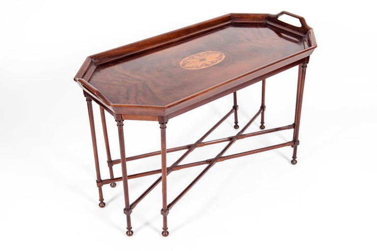 Very Fine Mahogany Wood Tray Table with Side Handles For Sale at 1stDibs