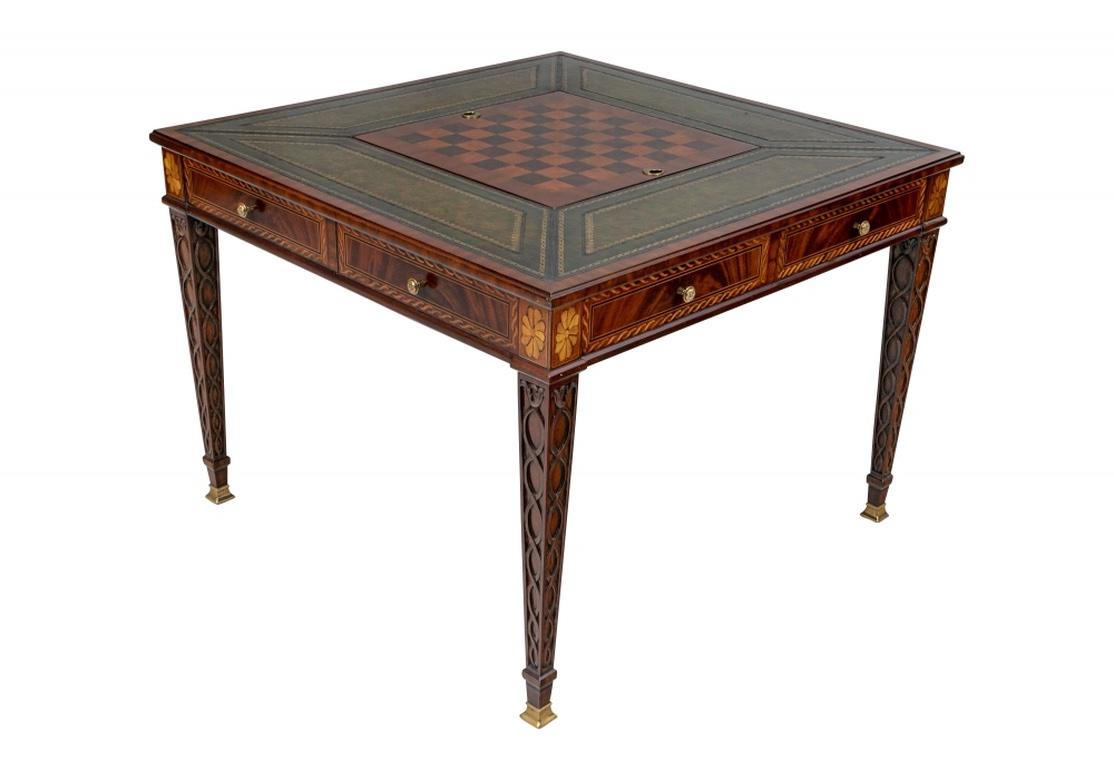 Very Fine Maitland-Smith Leather Top Games Table 8