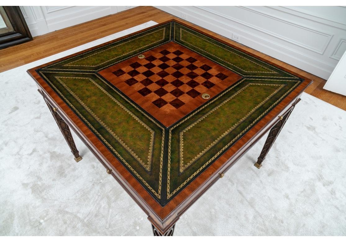 Very Fine Maitland-Smith Leather Top Games Table 2
