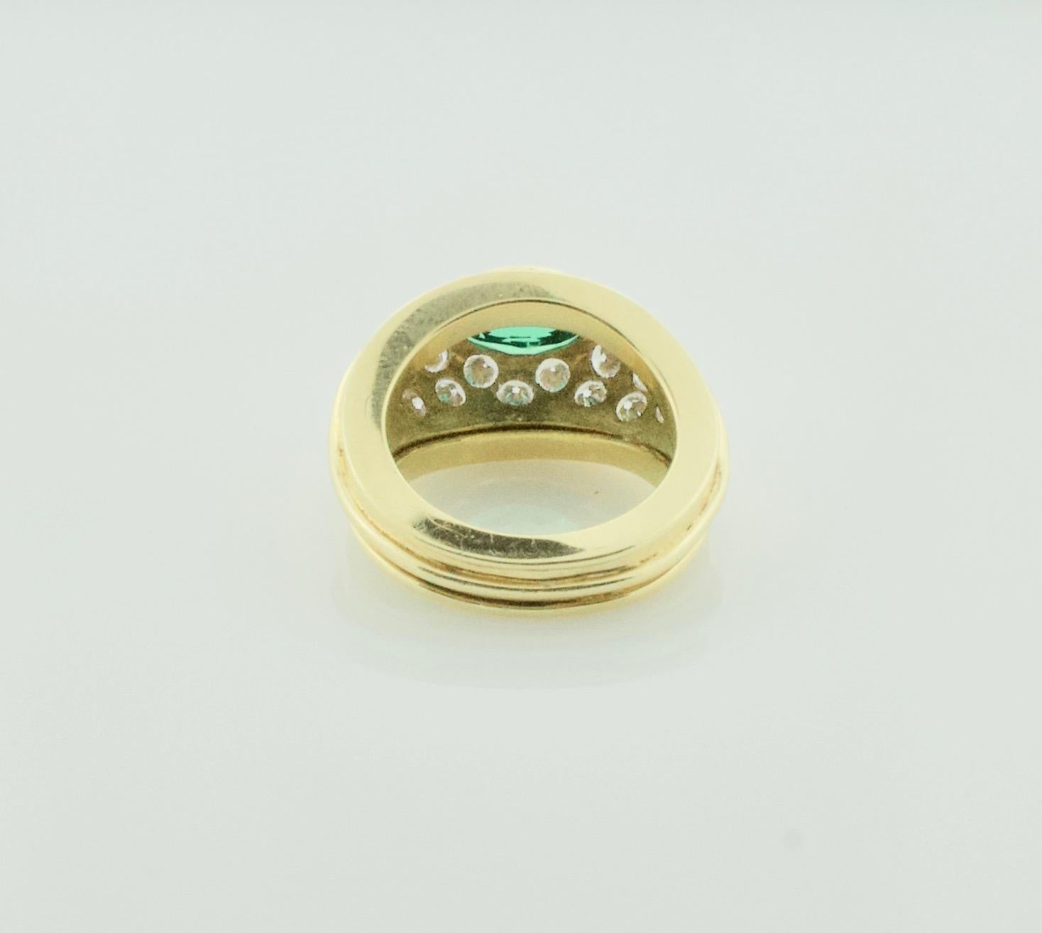 Marquise Cut Very Fine Marquise Emerald and Diamond Ring in 18k For Sale