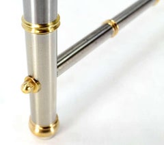 Very Fine Metal Faux Bamboo Chrome Brass Base Glass Top Square Coffee Table