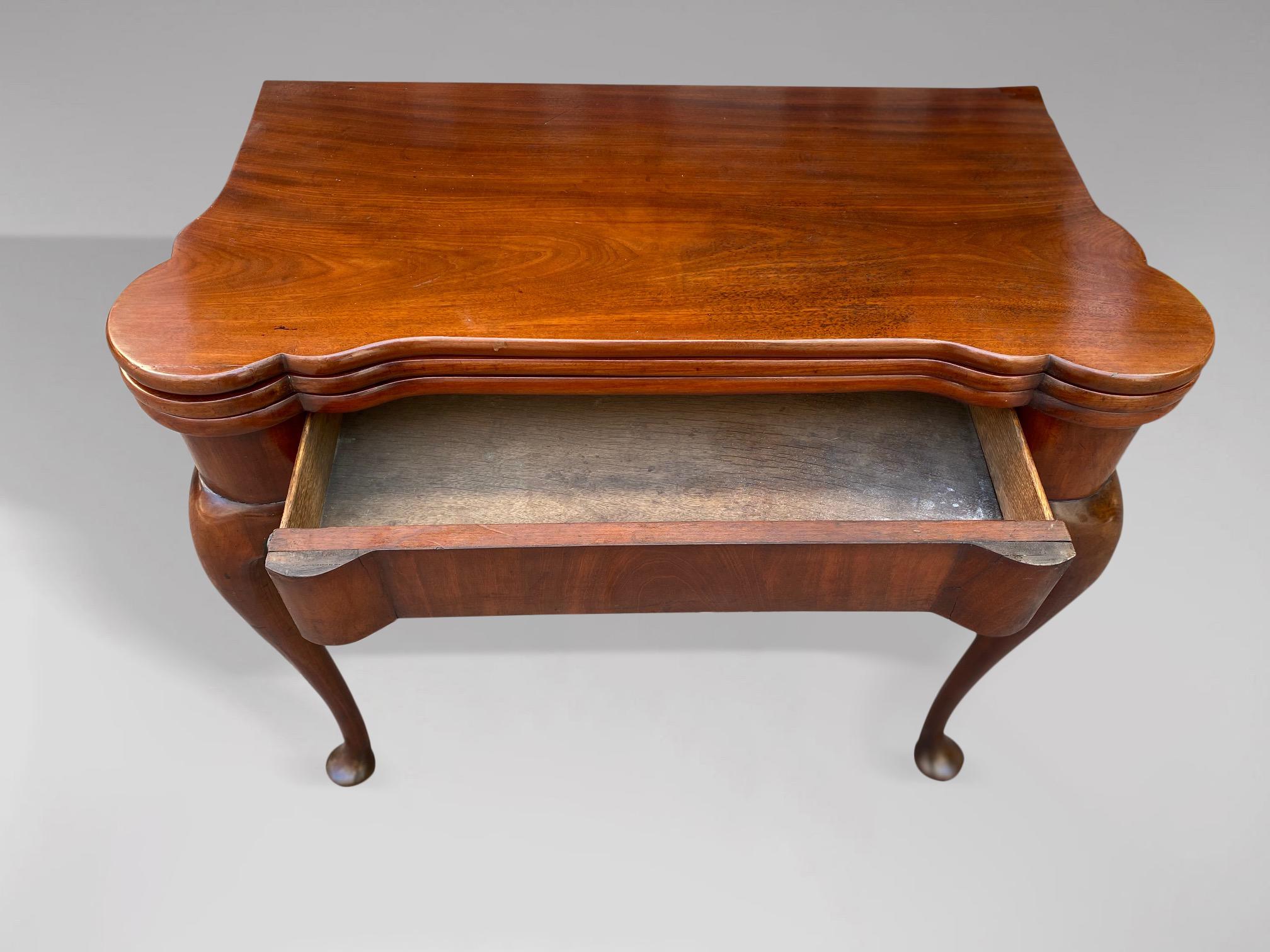 British Very Fine Mid 18th Century George II Period Mahogany Triple Top Card Table