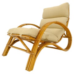 Splendida poltrona in bambù curvato in stile Mid-Century Modern, con rivestimento nuovo: come nuova!