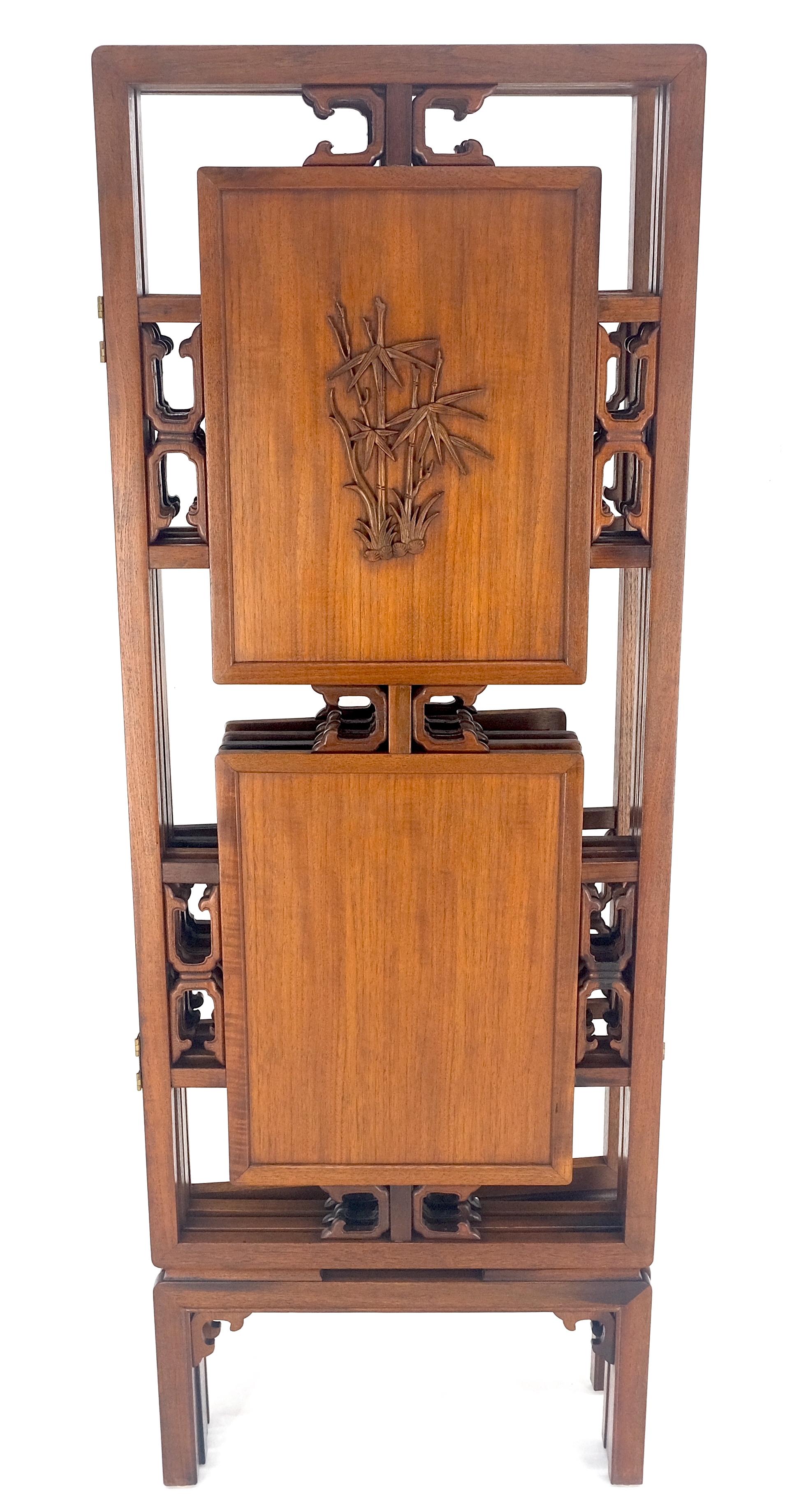Very Fine Mid Century Modern Teak 4 Panel Decorative Screen Room Divider MINT For Sale 2