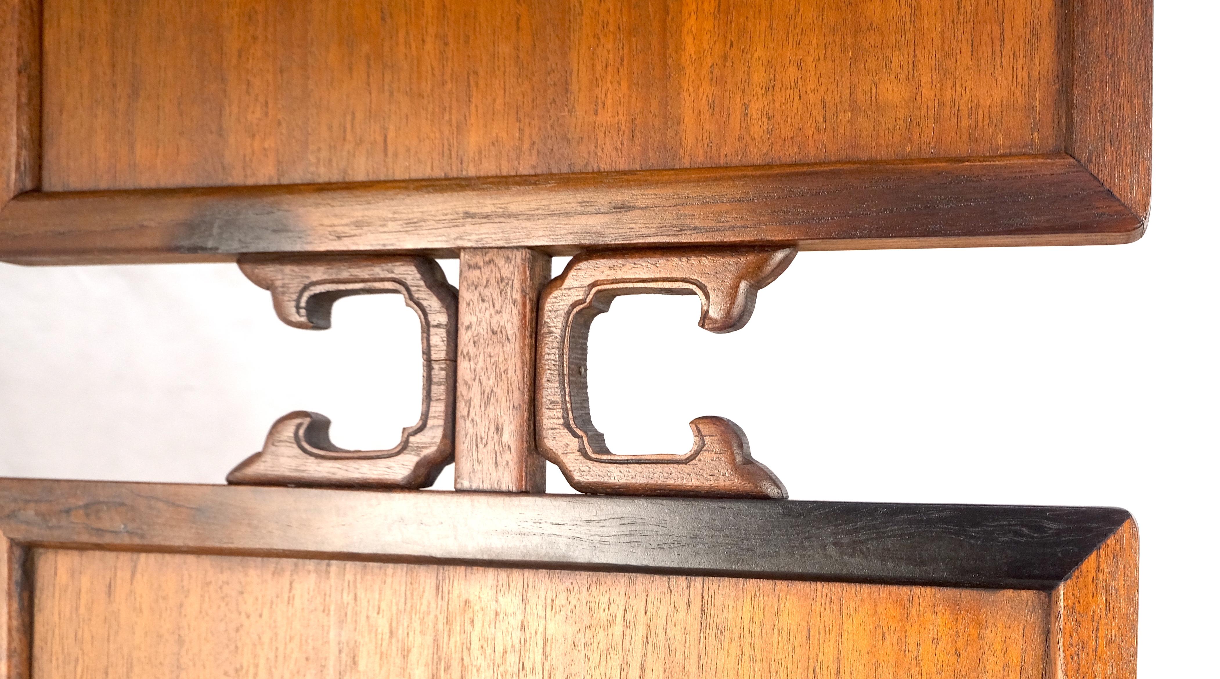 Very Fine Mid Century Modern Teak 4 Panel Decorative Screen Room Divider MINT For Sale 7