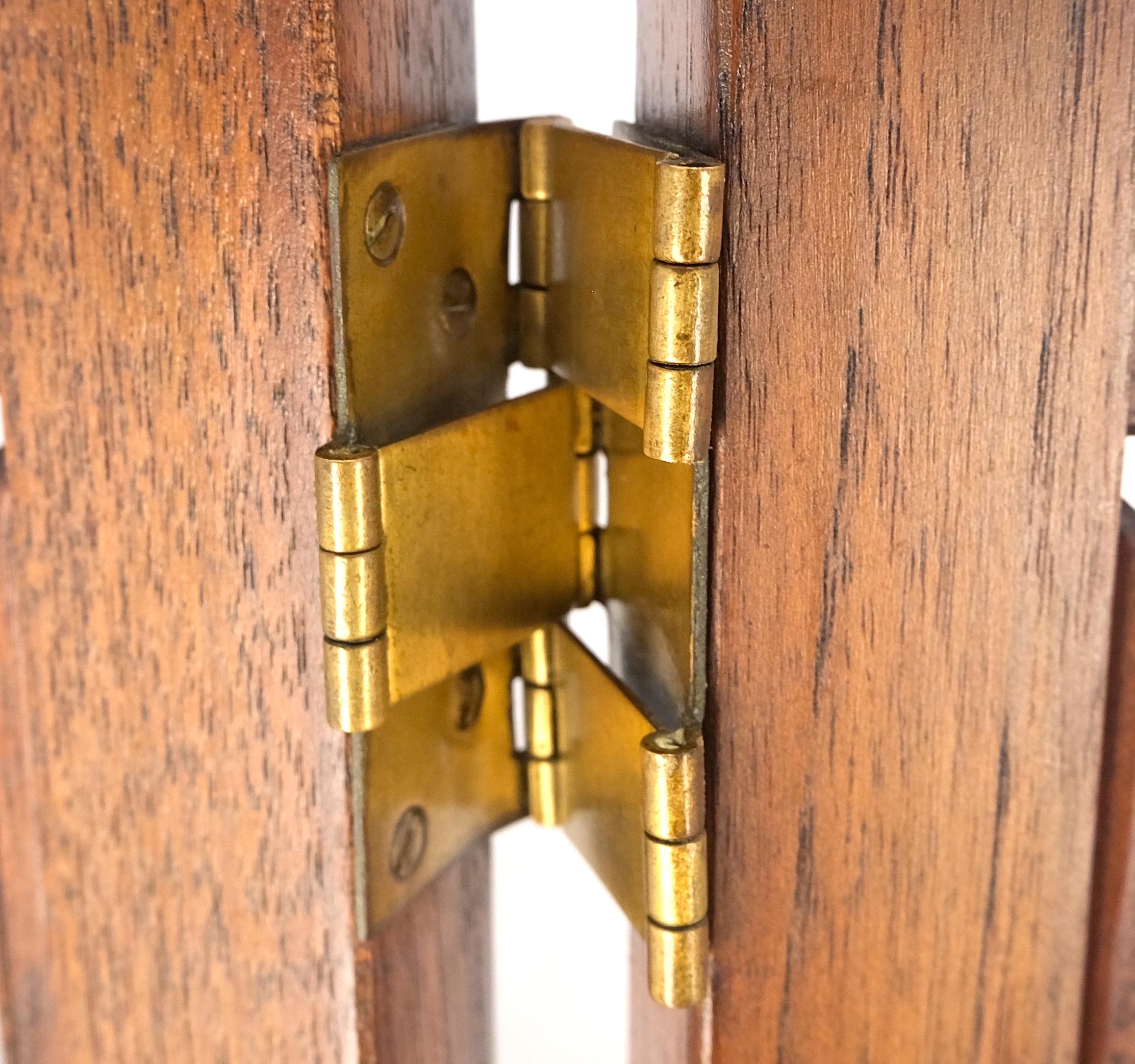 Very Fine Mid Century Modern Teak 4 Panel Decorative Screen Room Divider MINT For Sale 9