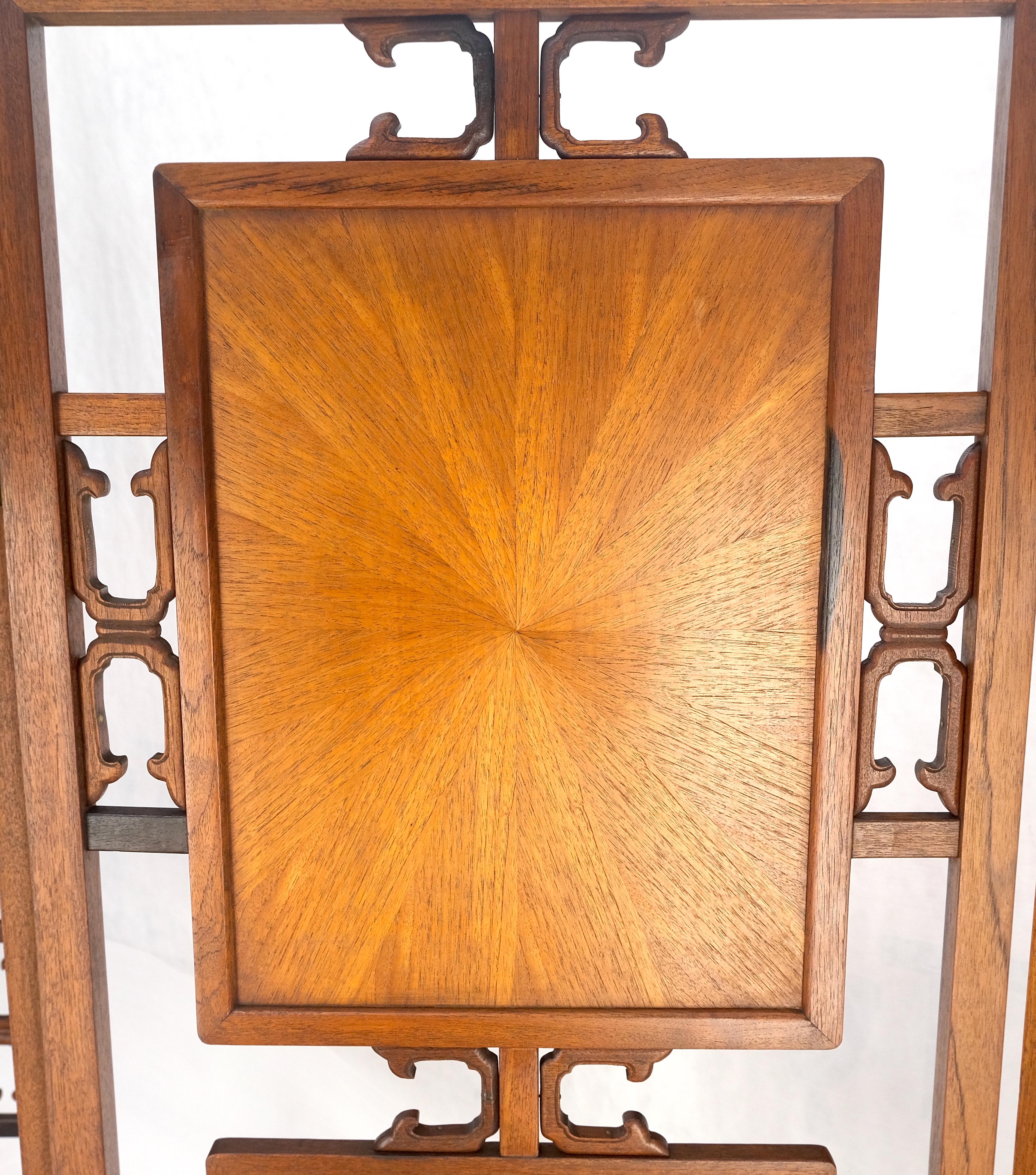 Very Fine Mid Century Modern Teak 4 Panel Decorative Screen Room Divider MINT In Good Condition For Sale In Rockaway, NJ