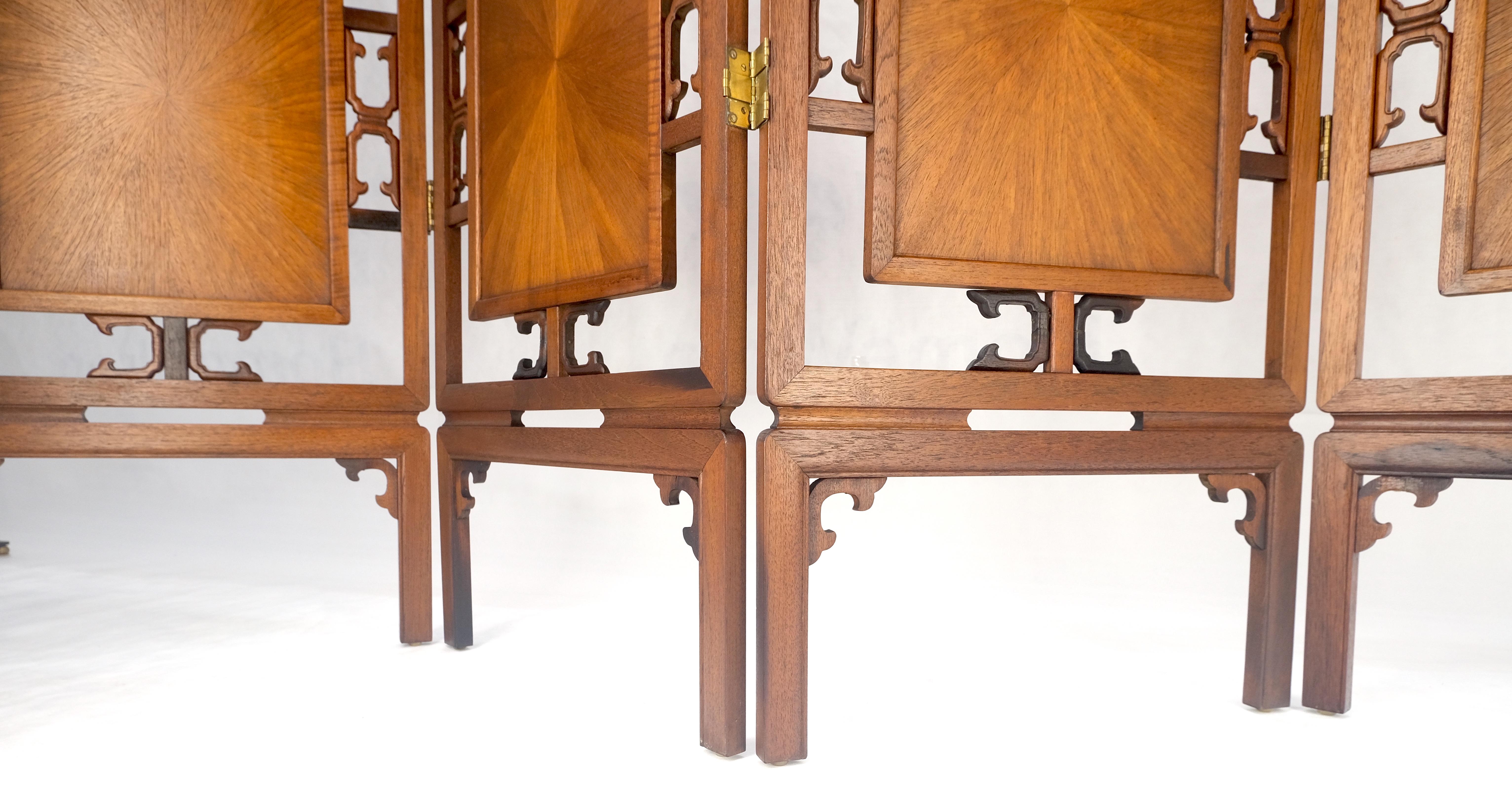Walnut Very Fine Mid Century Modern Teak 4 Panel Decorative Screen Room Divider MINT For Sale