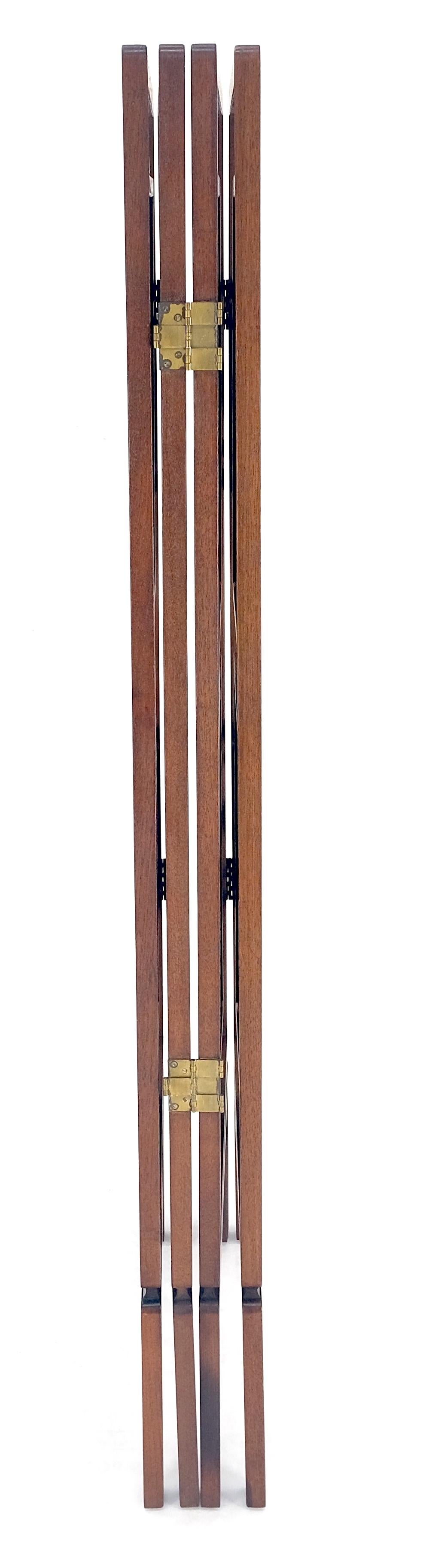 Very Fine Mid Century Modern Teak 4 Panel Decorative Screen Room Divider MINT For Sale 1