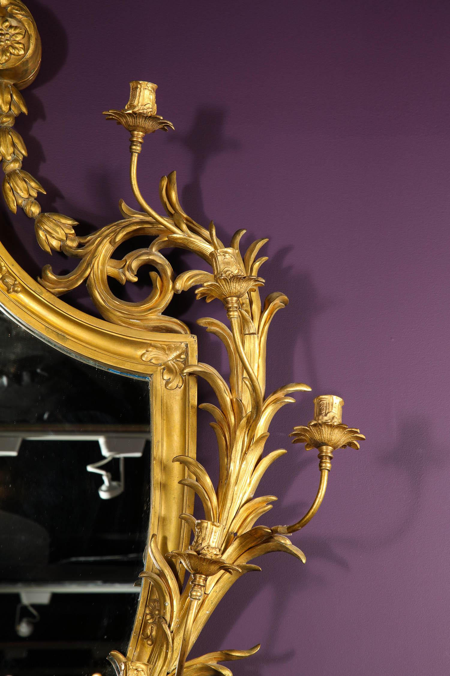 American Classical Very Fine Gilt-Bronze Ormolu Girandole Mirror by Edward F. Caldwell & Co.