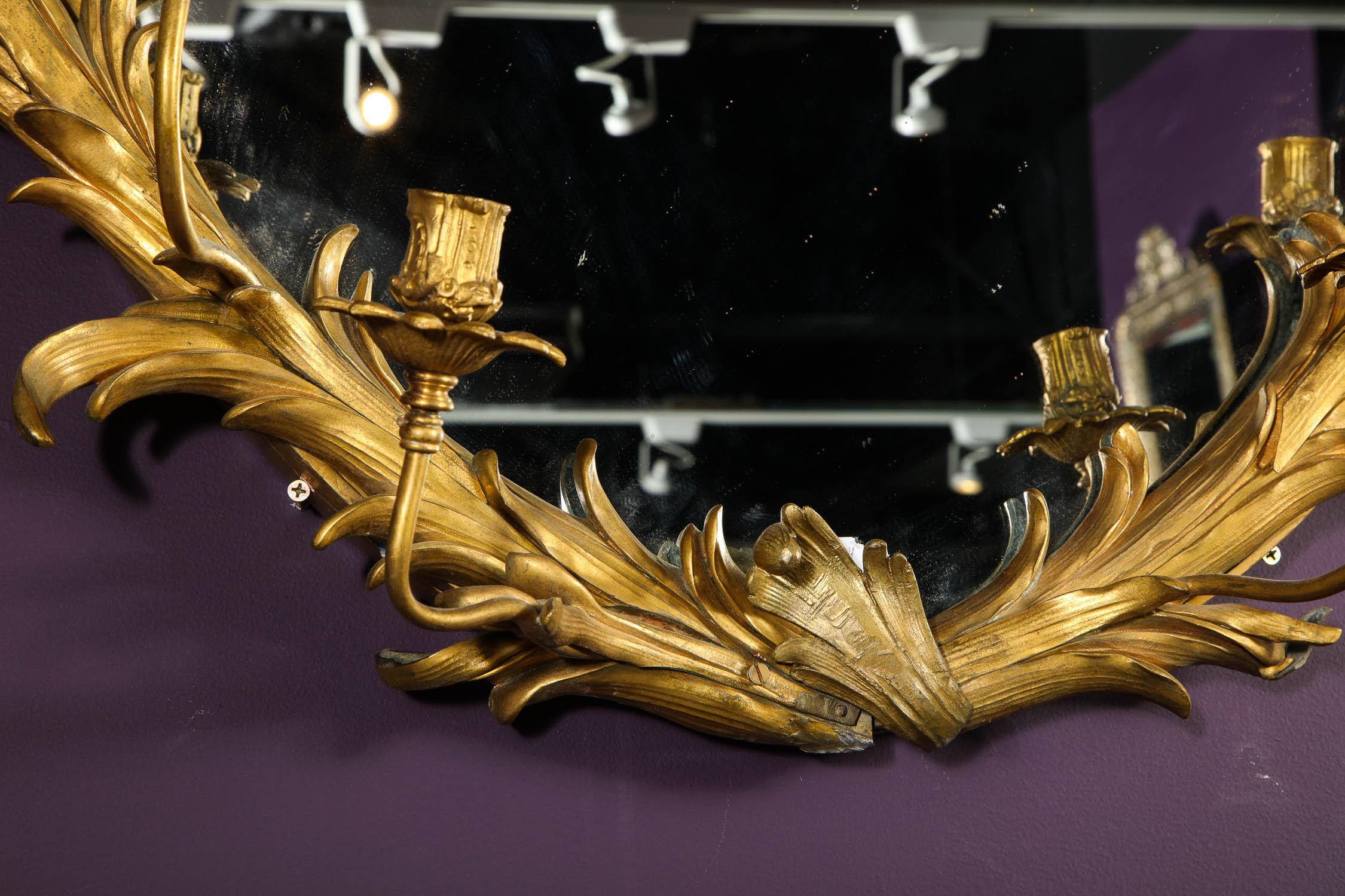 French Very Fine Gilt-Bronze Ormolu Girandole Mirror by Edward F. Caldwell & Co.