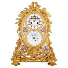 Very Fine Ormolu and Sèvres-style Porcelain Calendar Mantel Clock