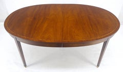 Very Fine Oval Walnut Banded 68” Long Dining Table w/ 2 Leaves MINT