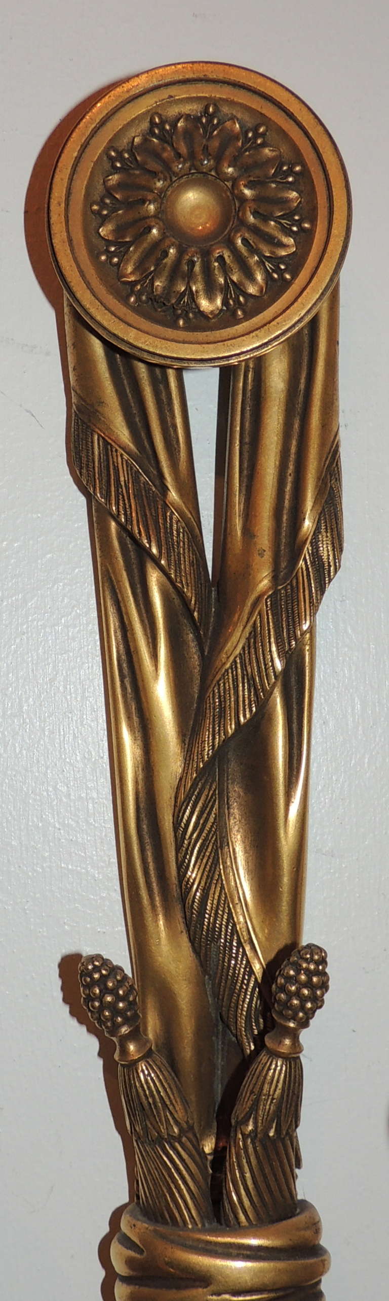American Very Fine Pair E.F. Caldwell Gilt Bronze, Tassel Two-Light Neoclassical Sconces