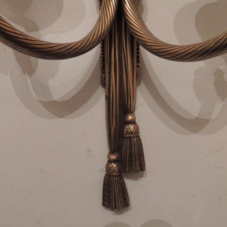 Very Fine Pair E.F. Caldwell Gilt Bronze, Tassel Two-Light Neoclassical Sconces 1