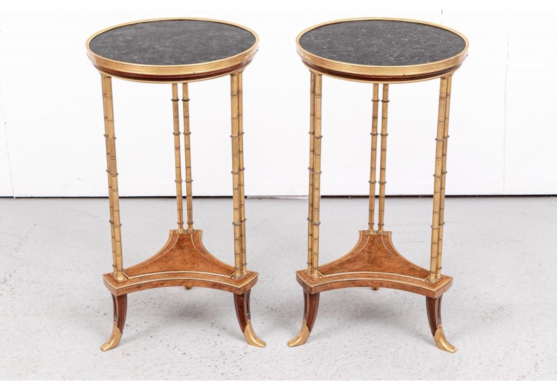 Very Fine Pair Marble Top Gilt Bronze Gueridons after Adam Weiswiler For Sale 2