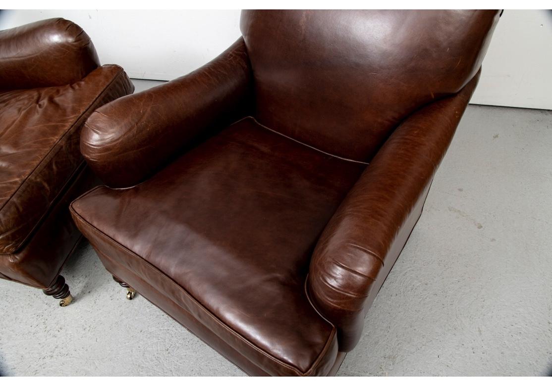 20th Century Very Fine Pair of Edward Ferrell Leather Club Chairs