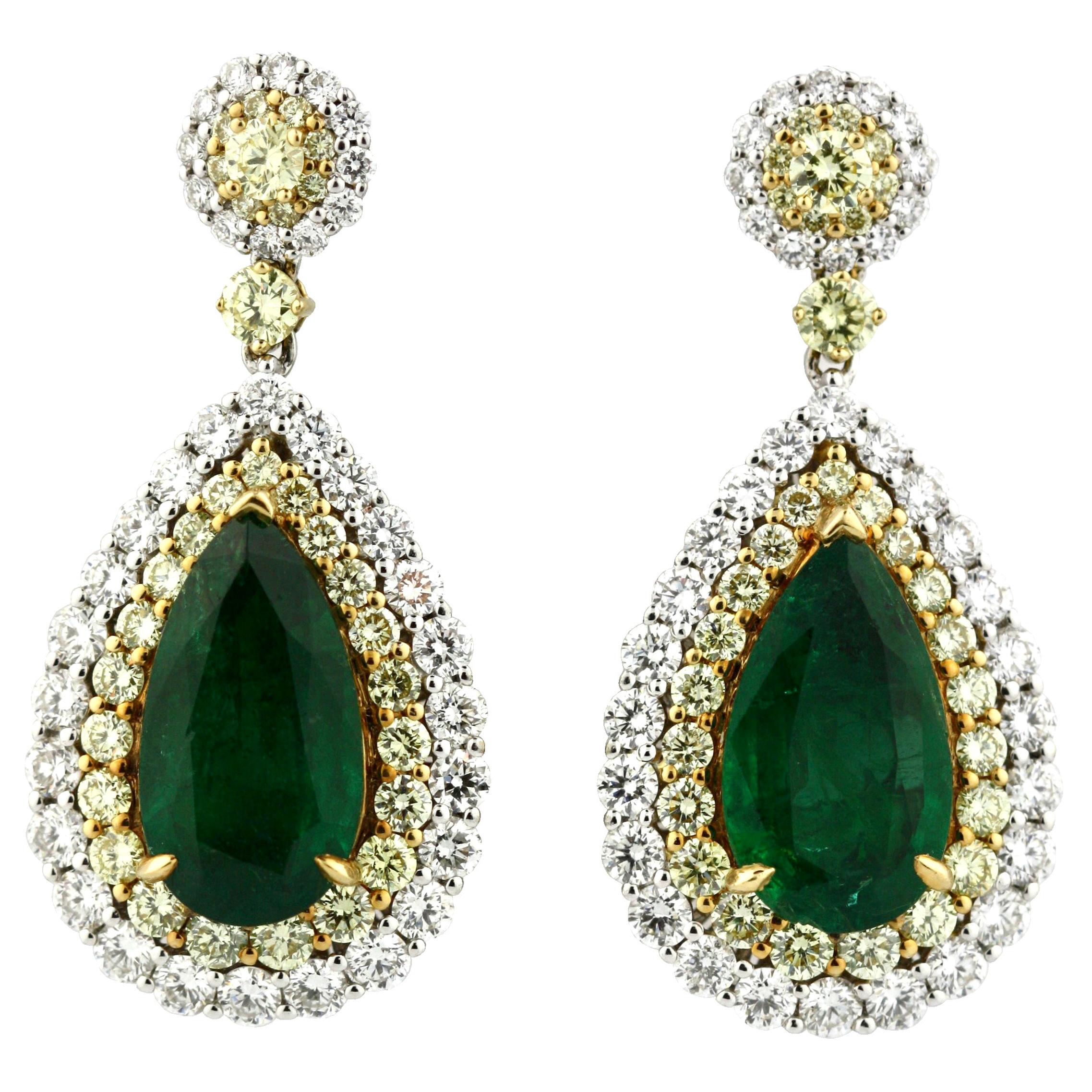 Very Fine Emerald and Diamond Earrings at 1stDibs