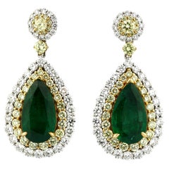 Very Fine Pair of Emerald and Diamond Earrings