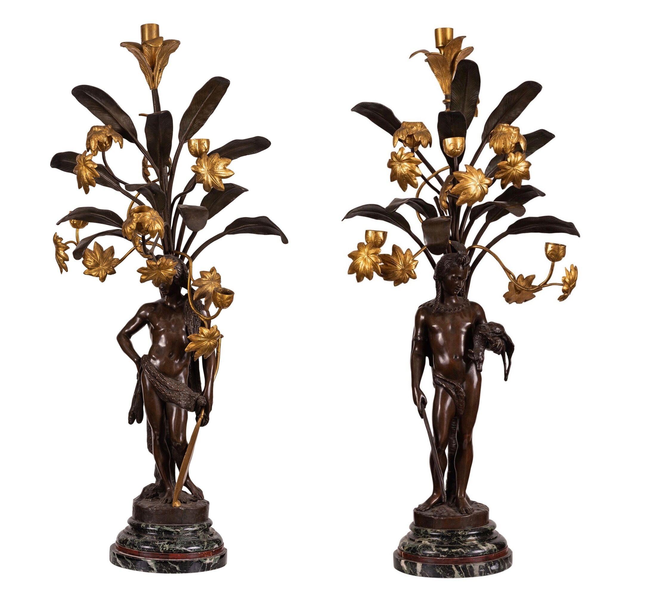 Very Fine Pair of French Six-Light Candelabra In Good Condition For Sale In West Palm Beach, FL