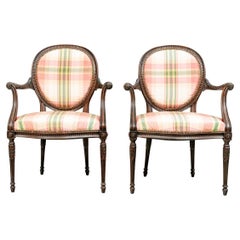 Very Fine Pair Of French Style Armchairs In Custom Treatment