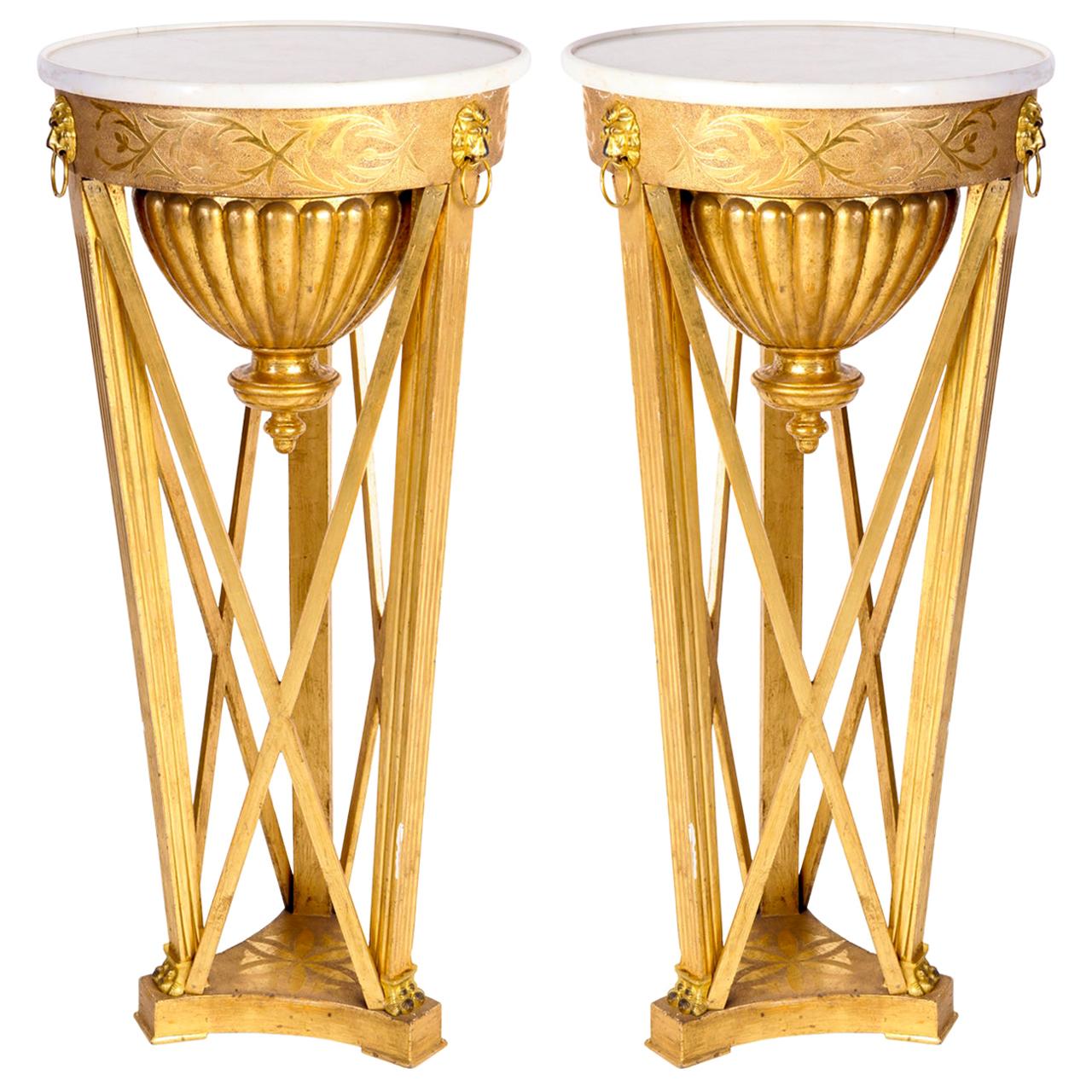 Very Fine Pair of Italian Neoclassical Guéridons or Side Tables Tuscany, 1830