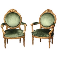 Very Fine Pair of Late 19th Century Giltwood Armchairs