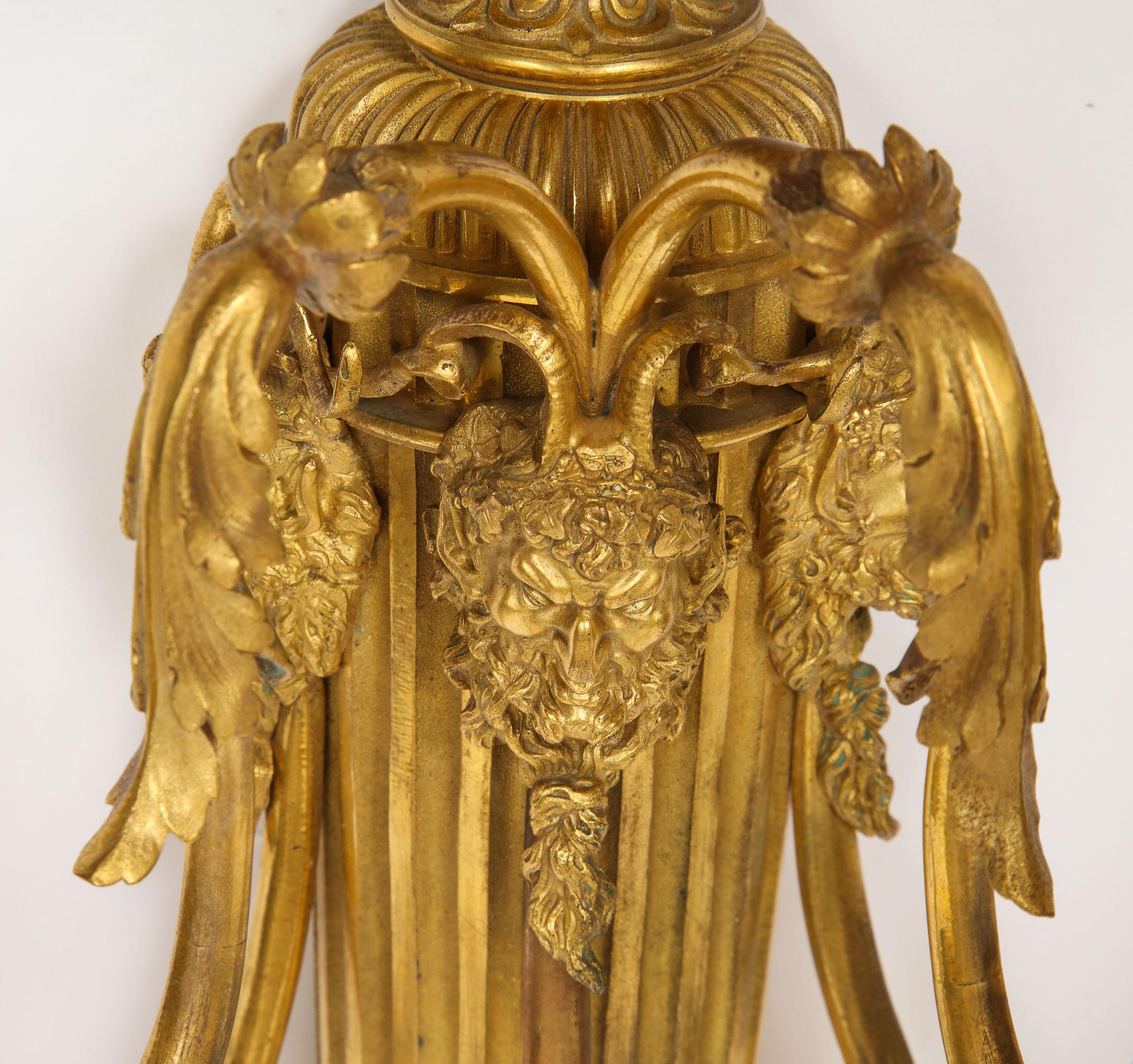 Attrib Henry Dasson Louis XVI Style French Ormolu Bronze Wall Appliques, Sconces 5