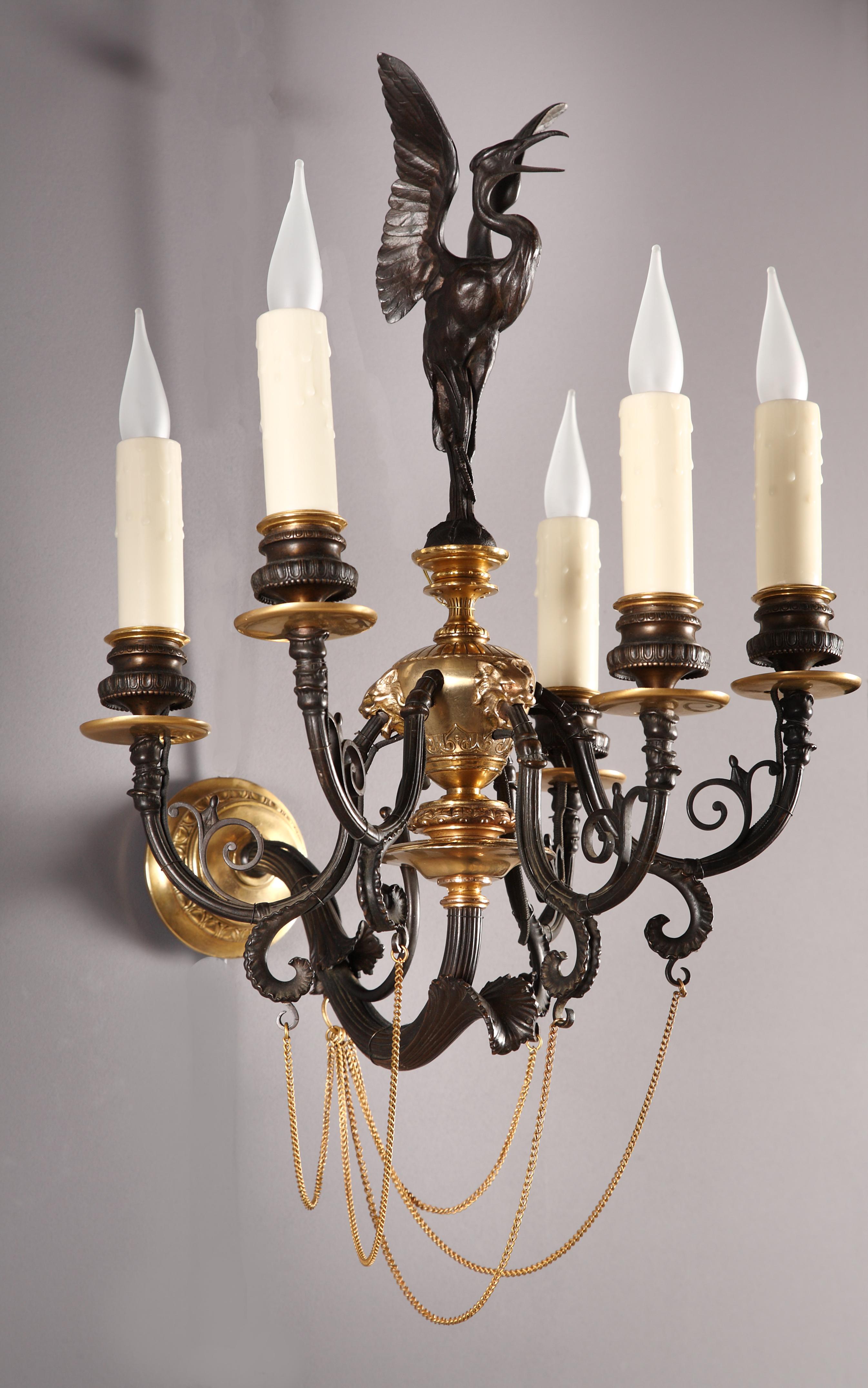 Greek Revival Pair of Neo-Greek Wall-Lights Attributed to F. Barbedienne, France, Circa 1880 For Sale