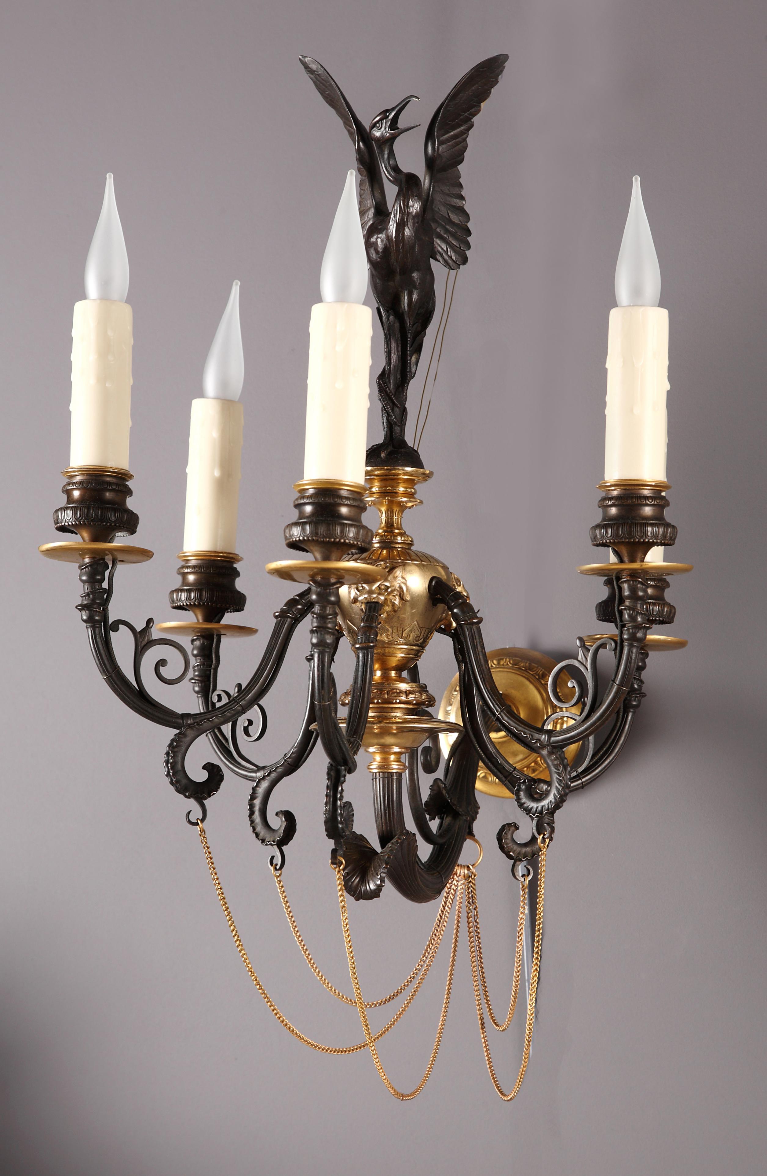 French Pair of Neo-Greek Wall-Lights Attributed to F. Barbedienne, France, Circa 1880 For Sale