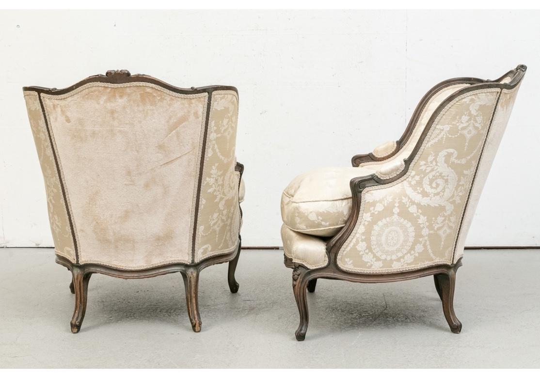 Louis XVI Very Fine Pair of Petite French Style Sectioned Back Bergeres
